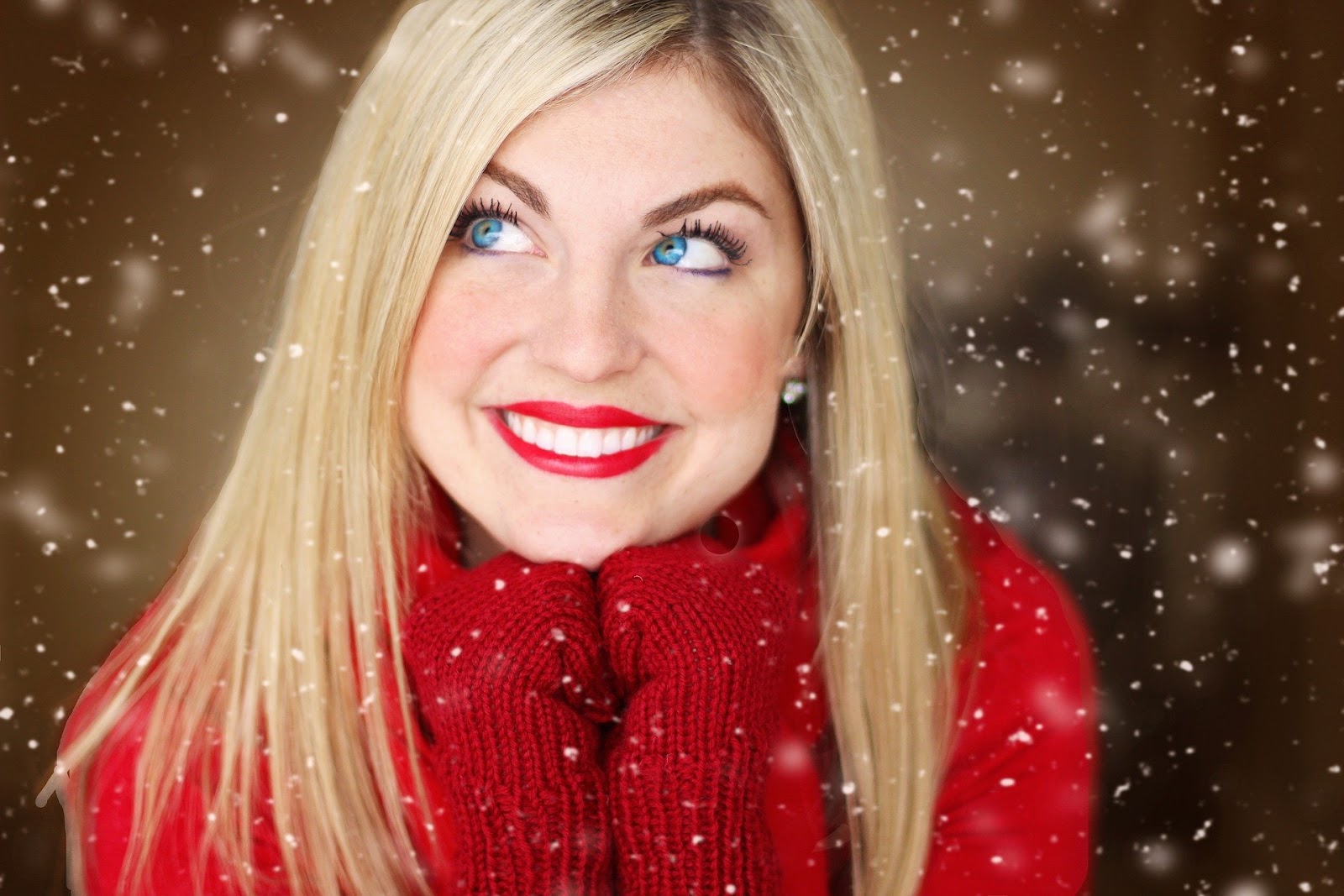 Woman smiling snow